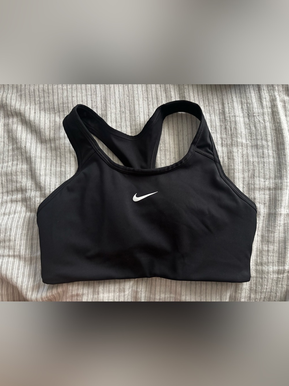 Nike Black Racerback Sports Bra with White Swoosh